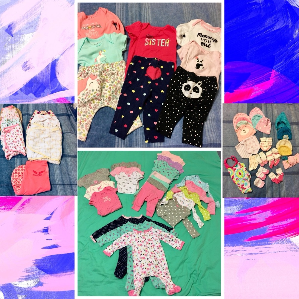 75+Piece Lot Preemie Newborn 0/3 clothes+ Swaddles